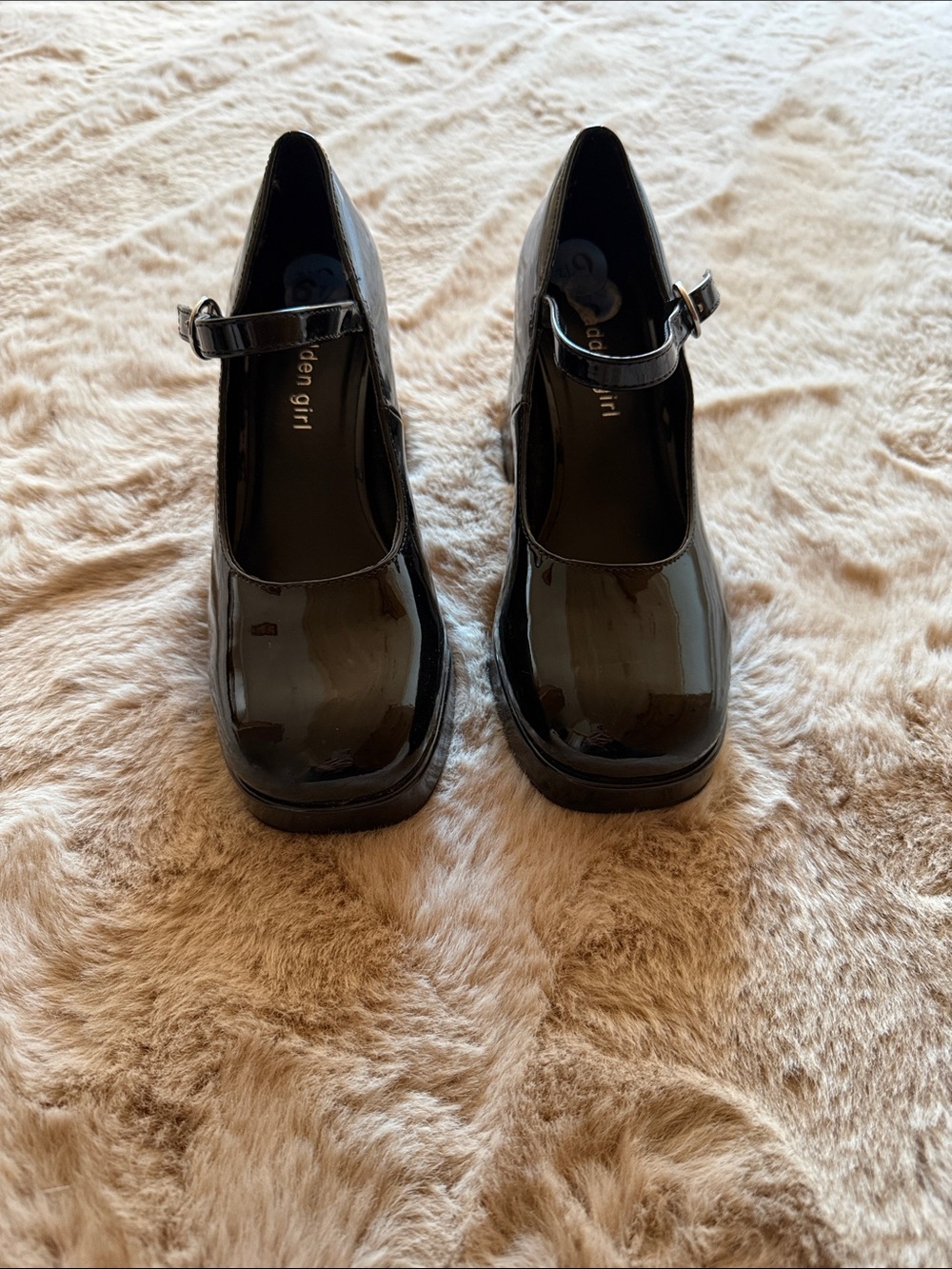 Steve Madden Black Patent Mary Jane Platform Heels